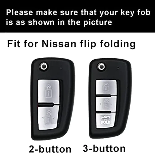 Vista 2 de ontto Funda de piel compatible con Nissan Rogue Flip Key Bag de coche, color negro