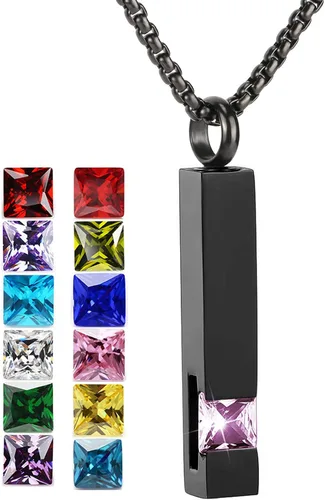 Vista 8 de YOUFENG collar con urna para cenizas, cubos de piedras natales, urna para cenizas humanas, collar de urna de cremación, relicario, recuerdo