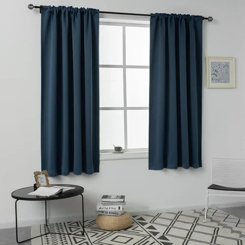 Vista 57 de DUALIFE Cortinas opacas de 45 pulgadas de largo, 2 paneles para ventanas pequeñas de dormitorio, aislamiento térmico, bolsillo para barra, cortinas