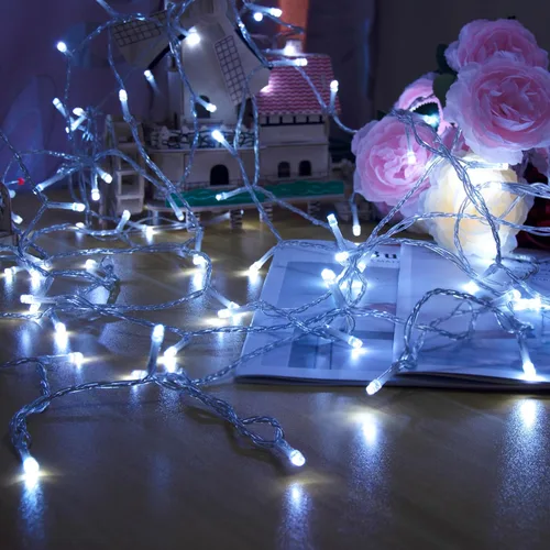 Vista 7 de GHJ - Cadena de luces LED con control remoto a pilas, resistente a la lluvia, luces de hadas cambiantes de color para árbol de Navidad, fiesta