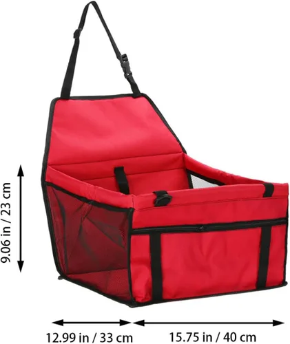 Vista 2 de Perro portátil con cinturón ajustable, bolsa de viaje colgante roja para perros seguros