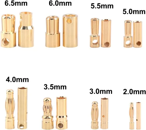 Vista 3 de FLY RC - 20 pares de conectores banana macho hembra de 4.0mm 4mm para batería ESC motor RC