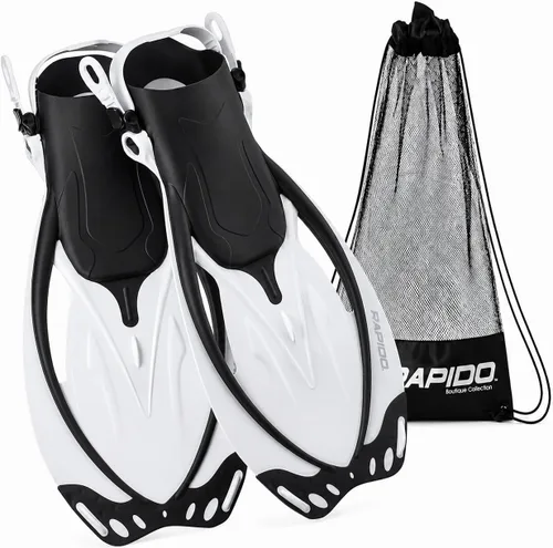 Vista 12 de Rapido Marine Open Heel Adjustable Fins - Translucent Violet Lime, Large/X