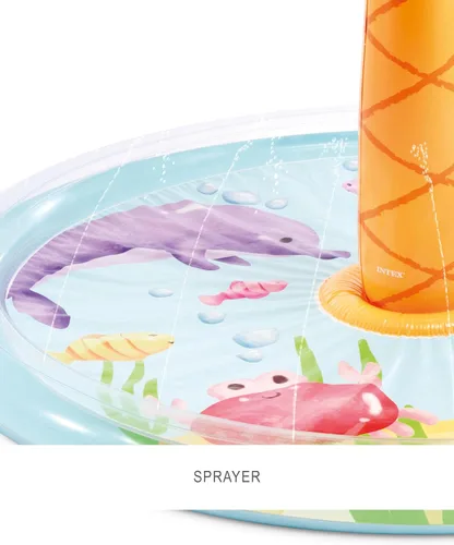 Vista 4 de INTEX Piscina inflable de palmera: colores tropicales vibrantes, pulverizador de agua, 68 x 41 pulgadas, para niños a partir de 2 años