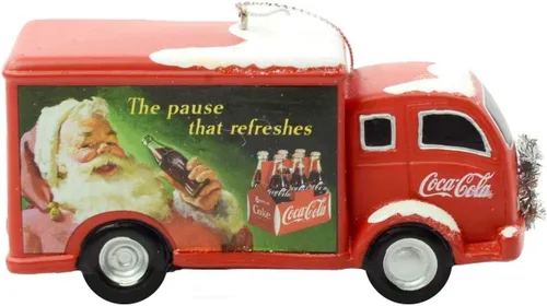 Vista 2 de Kurt Adler Coca-Cola Truck con corona plateada adorno de Navidad
