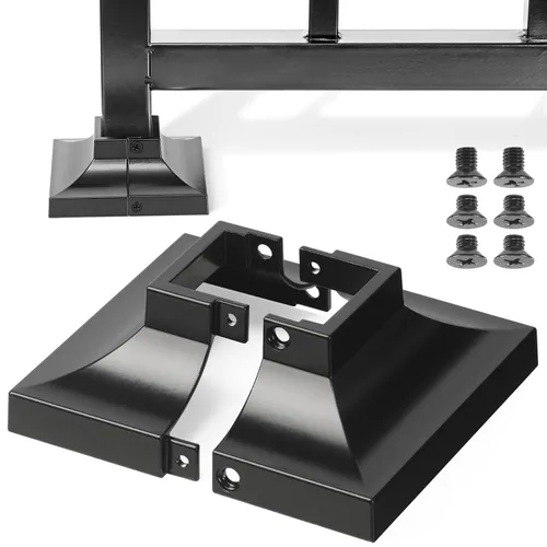 Vista 8 de 1 pieza Base de poste de cubierta de 2,5 cm de aluminio, falda de poste, pasamanos, escalera, base de barandilla de terraza y porche (negro)