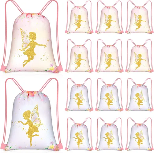 Vista 10 de Censen 24 piezas de bolsas con cordón, conjunto a granel, 12 x 10 pulgadas, bolsas de regalo con temática de princesa y príncipe, bolsas de regalo
