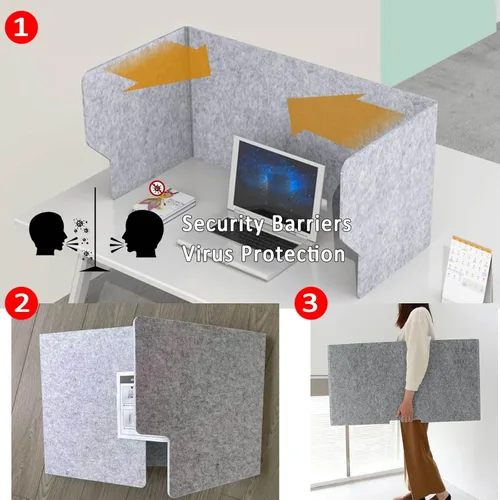 Vista 6 de LIGUOYI Panel de privacidad de escritorio de oficina con 4 soportes, separadores de escritorio con amortiguación de sonido, panel de escritorio