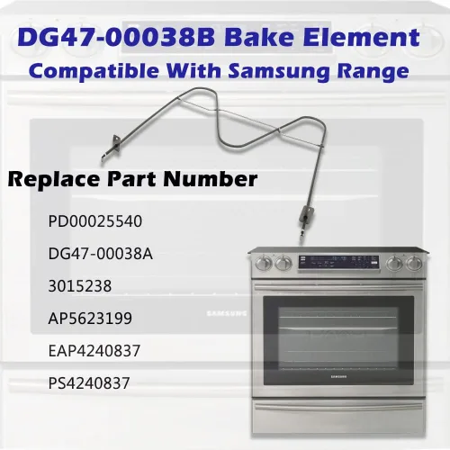 Vista 4 de DG47-00038B Elemento de horneado, compatible con gama/estufa/horno Samsung, Reemplaza la pieza PD00025540, DG47-00038A, 3015238, AP5623199
