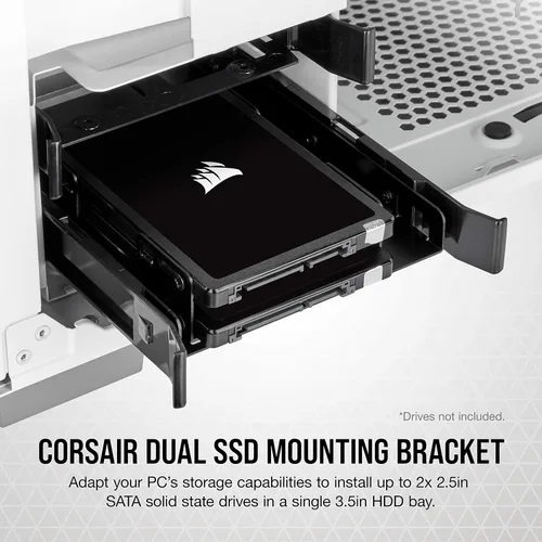 Vista 2 de Corsair Soporte de montaje dual SSD (3.5" Bahía de unidad interna a 2.5", fácil instalación) Negro