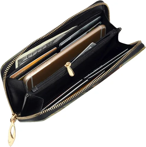 Vista 5 de Cartera larga con cremallera para mujer, Labrador Dog Lab Chocolate, lindo portatarjetas de crédito