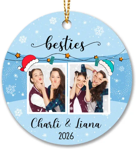 Vista 10 de Adornos de Navidad personalizados 2025 para amigas, regalos de adorno para la decoración del árbol de Navidad, regalo personalizado de Navidad
