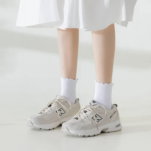 Vista 4 de Mcool Mary 10 pares de calcetines con volantes para mujer, calcetines de tobillo casuales bonitos, cómodos, transpirables, de algodón, con volantes