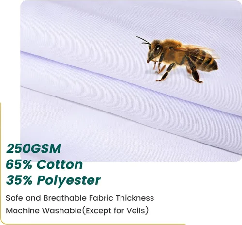 Vista 5 de Trajes de abeja para hombres y mujeres, trajes de apicultor con guantes y 2 capucha de velo a prueba de picaduras, traje de apicultura de cuerpo