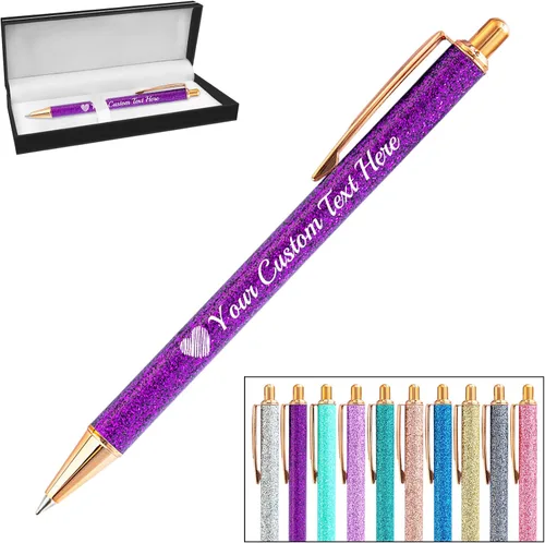 Vista 82 de Bolígrafo personalizado, 1 unidad, bolígrafo personalizado con logotipo de mensaje de nombre comercial impreso, carcasa de metal brillante de tinta