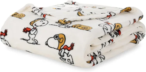 Vista 12 de Berkshire Peanuts® VelvetLoft® - Manta de felpa de Snoopy con bonito personaje, acogedora manta Fairisle Crimson Neutral, manta de 55 x 70 pulgadas