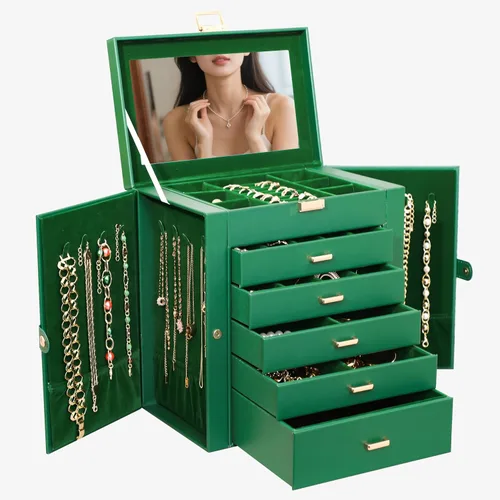 Vista 11 de BOOVO Joyero grande para mujer, organizador de joyas grande