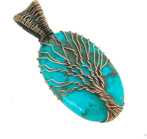 Vista 15 de Tree Of Life Natural Gemstone Pendant Copper Wire Wrapped Jewelry Necklace