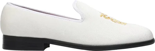 Vista 2 de ELANROMAN Mocasines para hombre, con bordado de terciopelo, sin cordones, para fiesta, boda, baile de graduación