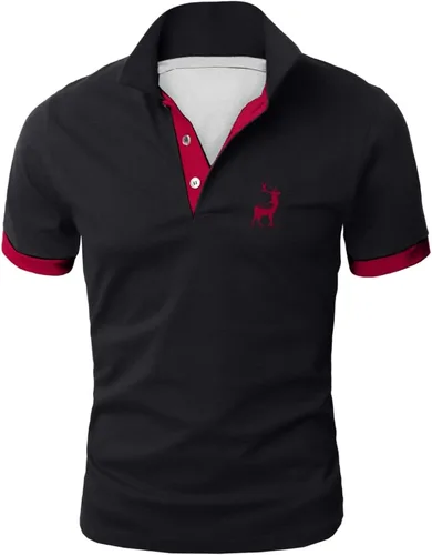 Vista 3 de Polo gráfico para hombre, casual, cuello de negocios, camiseta de otoño, manga corta, talla grande, clásica, básica, camiseta de golf
