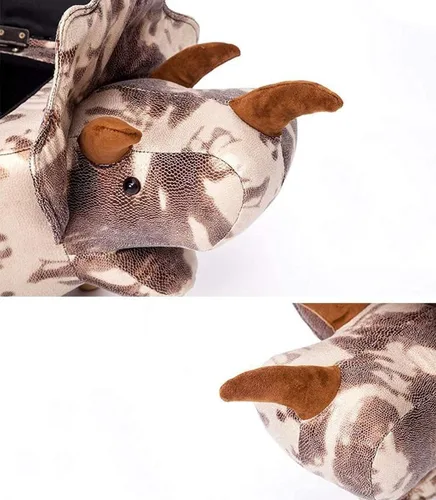 Vista 3 de Taburete de sofá con forma de dinosaurio, taburete de madera para sofá, taburete creativo de animales, otomano, vestíbulo, cojín suave, banco