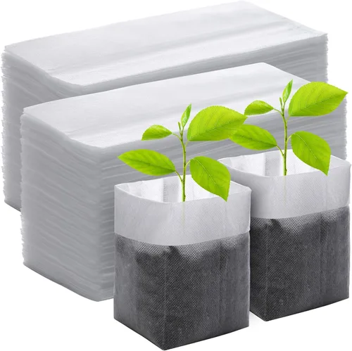 Vista 25 de GREANER 200 bolsas de vivero de plantas, 3.5 x 4.7 pulgadas, bolsas de cultivo de plantas de tela biodegradable no tejida, macetas de plantas
