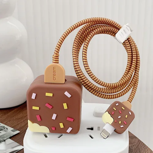 Vista 10 de Funda Protectora Bonita para Cable Cargador Adaptador USB-C de 20W para iPhone, Diseño Único Divertido Kawaii de Dibujos Animados 3D Funda