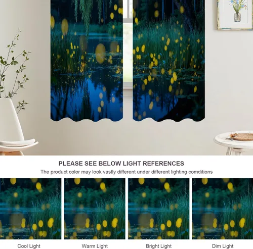 Vista 362 de Batmerry American Flag Ink Dot Blackout Tier Curtains, Red Blue White Stars Abstract Thermal Insulated Half Curtain Rod Pocket Small Valance for
