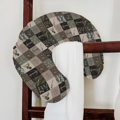 Vista 4 de Fundas de almohada de lactancia de retazos de caza, diseño de camuflaje y ciervos, funda de lactancia suave y elástica para almohadas de lactancia