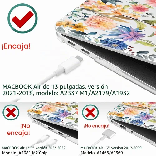 Vista 7 de TWOLSKOO para MacBook Air de 13 pulgadas, funda 2021 2020 2019 2018 modelo A2337 M1 A2179 A1932 con pantalla Retina y Touch ID, cubierta rígida
