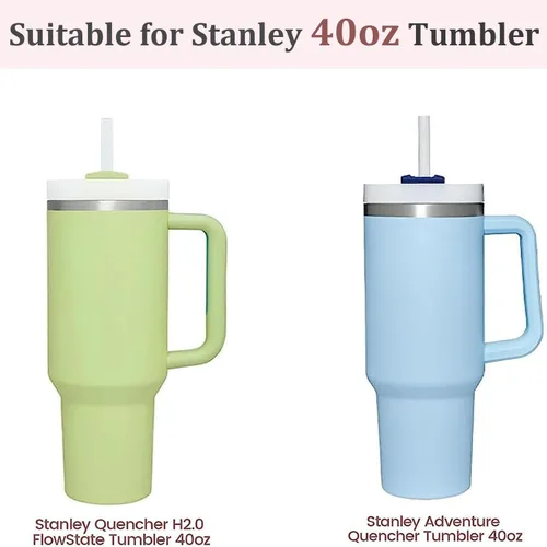 Vista 4 de Paquete de 2 fundas de silicona para botas y popote para vaso Stanley de 40 onzas, funda protectora para botella de agua Stanley de 40 onzas