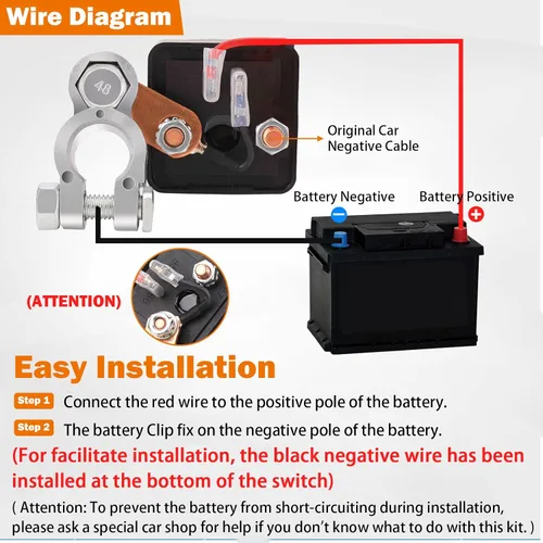 Vista 4 de Interruptor de Desconexión Remota de Batería de 12V, Interruptor de Corte de Batería para Automóvil, Control Remoto Mejorado de 200A, Interruptor