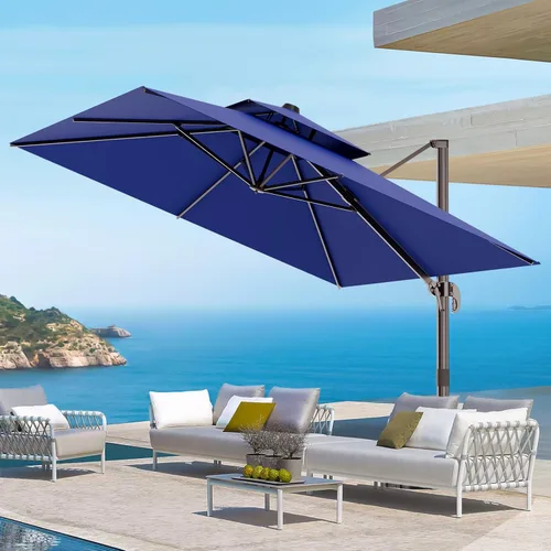 Vista 88 de Sombrilla de 10 x 13 pies para exteriores, sombrilla grande rectangular con viga voladiza, resistente, con rotación de 360°, sombrilla con Beige