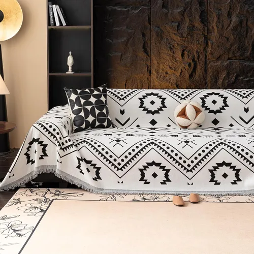Vista 14 de VClife funda boho de sofá de felpilla para sofá seccional, funda antideslizante para sofá de 2 plazas, protector para mascotas con borlas, funda