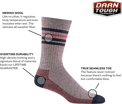 Vista 2 de Darn Tough Letterman Crew - Calcetines ligeros para hombre (estilo 6069)