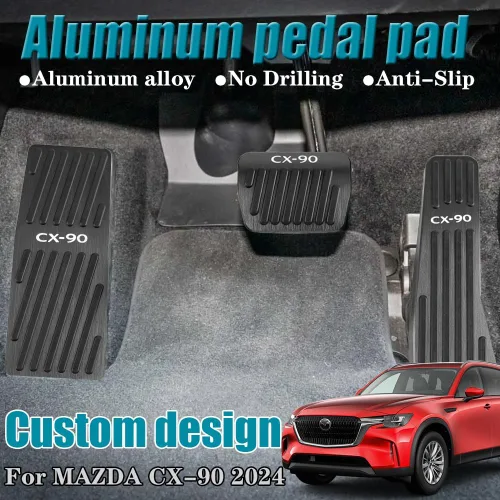 Vista 2 de LEXLEY 3 almohadillas antideslizantes de aluminio para pedal de freno de gas, cubiertas de pedal de acelerador sin perforación, solo para Mazda 2024