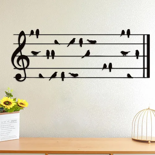 Vista 12 de DUOOLN Decoración de Pared con Notas Musicales Negras Arte de Pared de Guitarra Metálica Esculturas para el Hogar Arriba de la Cama, Cartel