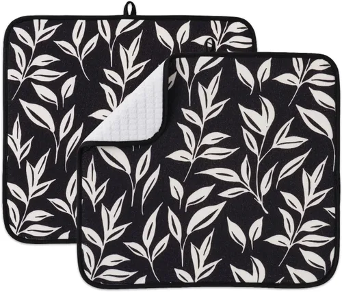 Vista 12 de Paquete de 2 tapetes de secado de platos para encimera de cocina, absorbentes, tapetes escurridor de platos de microfibra, almohadilla de secado