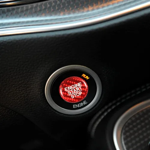 Vista 6 de TOMALL Adhesivo de fibra de carbono para cubierta de arranque de motor de automóvil, compatible con Dodge Charger Challenger SRT Durango interruptor