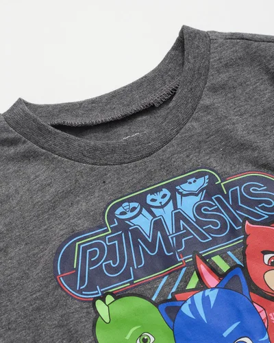 Vista 3 de PJ Masks Camiseta de manga corta con bolsillo para niños pequeños, Gris oscuro