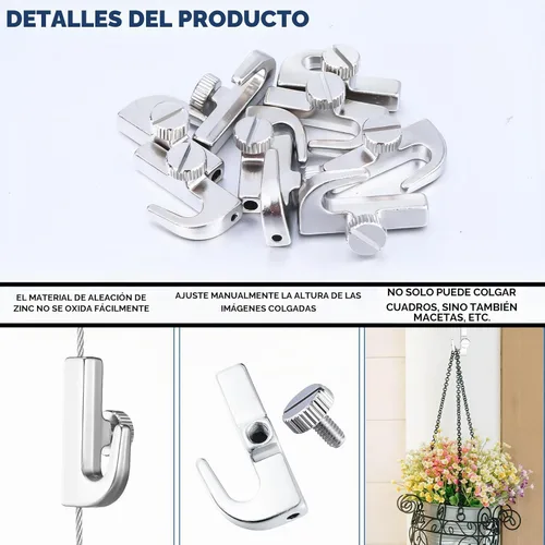 Vista 3 de Hicarer 12 ganchos ajustables para riel de imagen, normal