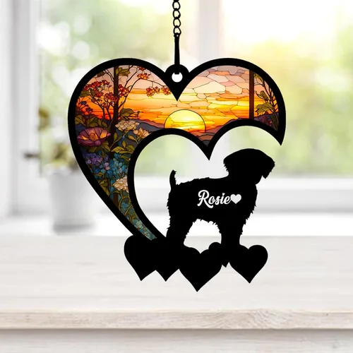 Vista 8 de NAZENTI Atrapasoles personalizado de sabueso afgano, adorno conmemorativo personalizado para la pérdida de mascotas, regalo de condolencia