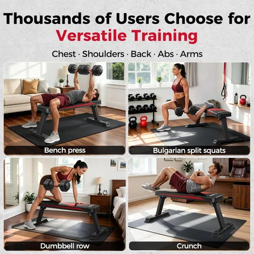 Vista 8 de FLYBIRD Foldable Flat Weight Bench for Home Gym, 600/1000 lbs Capacity with Dual Locking for Strength Training, Easy Setup & Storage for Small