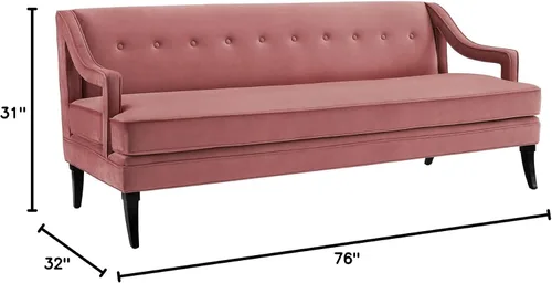 Vista 2 de Modway Sofá de terciopelo tapizado moderno de mediados de siglo Concur en rosa polvoriento