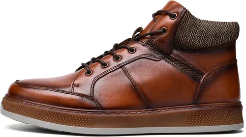 Vista 2 de Holy dove Men's Casual Oxford Sneaker Boots Mid-Top Lace-Up Fashion Ankle Chukka Boot Genuine Leather Upper Fashion Shoes for Men Comfortable and
