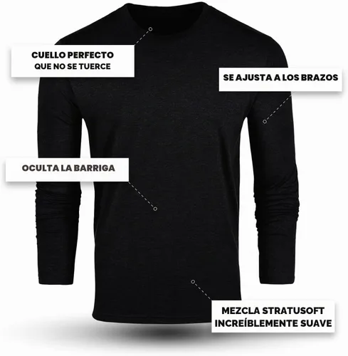 Vista 3 de Fresh Clean Threads Camiseta de manga larga para hombre, preencogida, suave, ajustada, clásica, de primera calidad, camisetas de algodón y poliéster