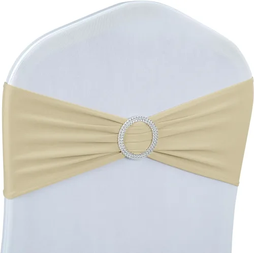 Vista 21 de Babenest Fajas de elastano con lazos para silla, 30 piezas, banda elástica premium para cubrir sillas con hebilla deslizante, lazos elásticos Champán