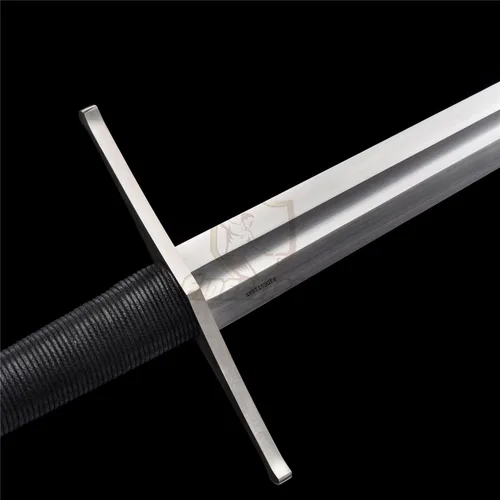 Vista 4 de Espada medieval guerrero real forjado a mano de acero de resorte de 46 pulgadas con vaina negra/marrón, modernización de espada larga, hecha a mano