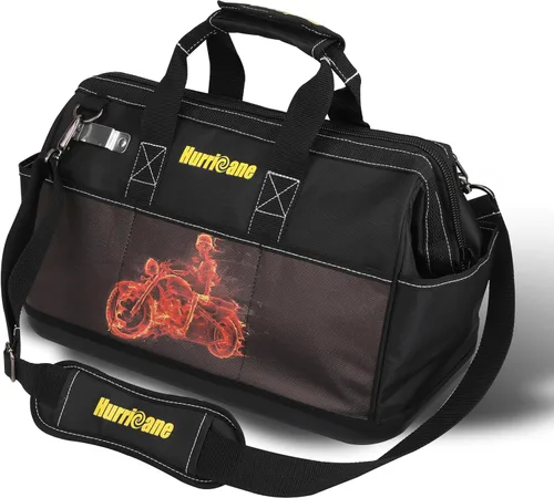 Vista 7 de Busted Knuckle Garage bolsa de herramientas portátil de 16 pulgadas con boca ancha, 21 bolsillos, gran espacio interior y base impermeable