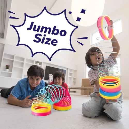 Vista 3 de Bedwina Jumbo Rainbow Spring Coil Toy - Bobina de resorte gigante de plástico de 6 pulgadas para niños, juguetes de primavera grandes para niños
